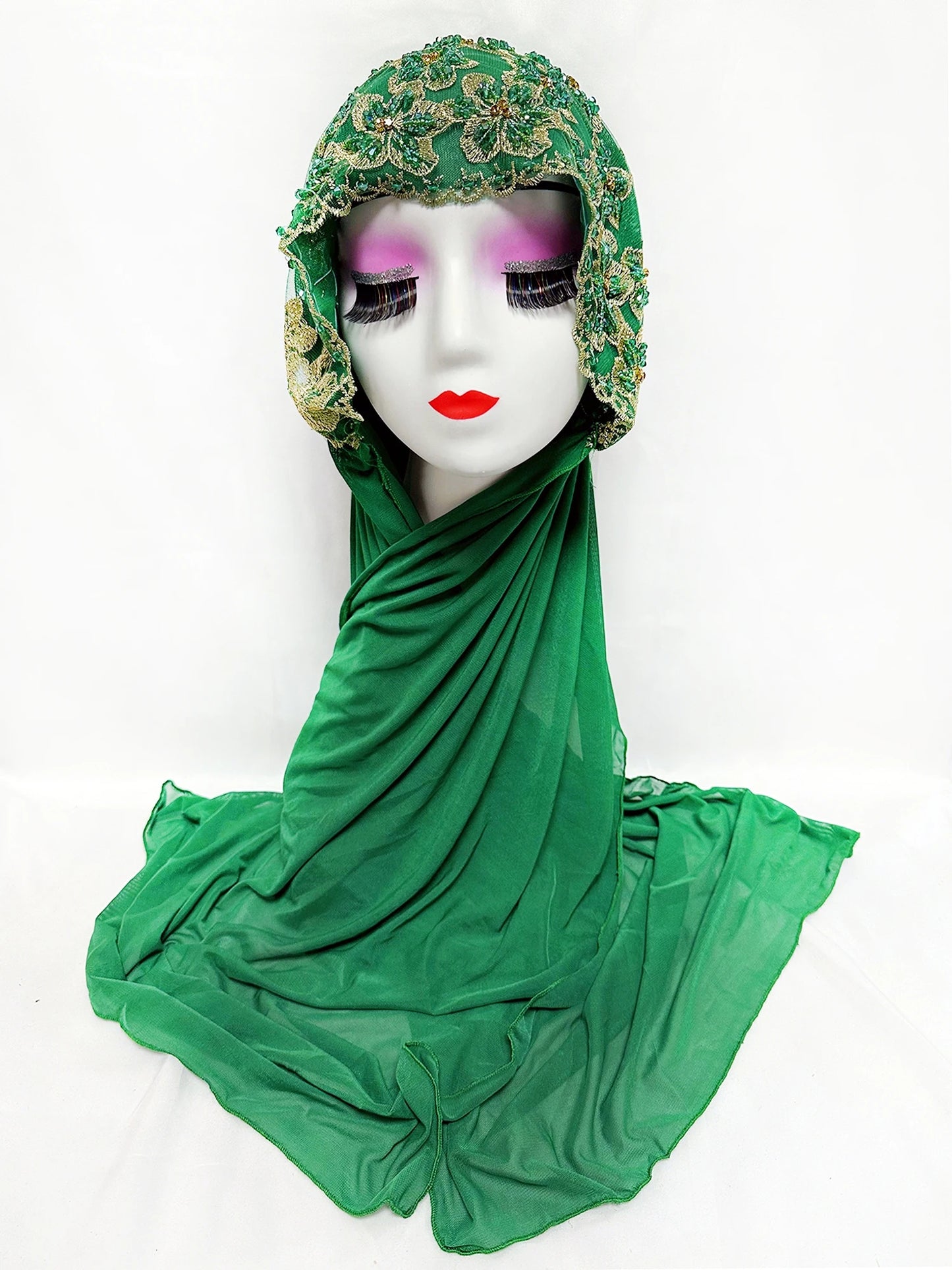 Hot Selling Luxury Design Handmade Beads Muslim Women Shawl Islamic Headtie Saudi Arabia Hijab Prayer Headwear for Women