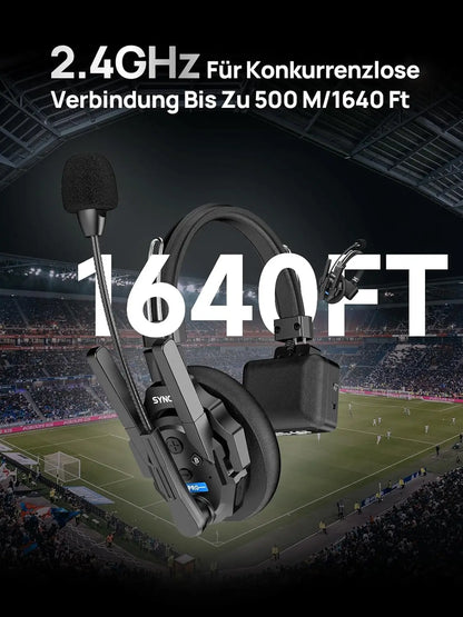 【US STOCK】 SYNCO XTALK XPRO2 Wireless Intercom Headset System, 2 Person 2.4GHz Wireless Communication Headset 500m/1640ft with Noise Reduction Program Production Live Show