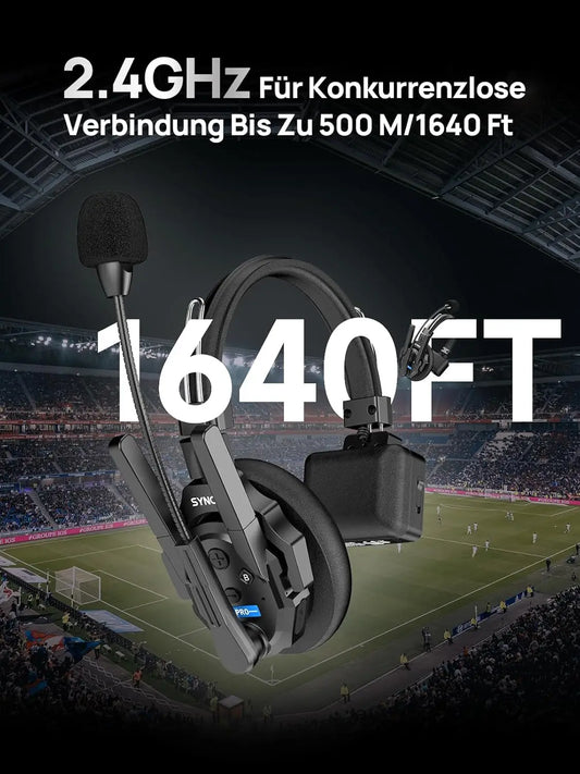 【US STOCK】 SYNCO XTALK XPRO2 Wireless Intercom Headset System, 2 Person 2.4GHz Wireless Communication Headset 500m/1640ft with Noise Reduction Program Production Live Show