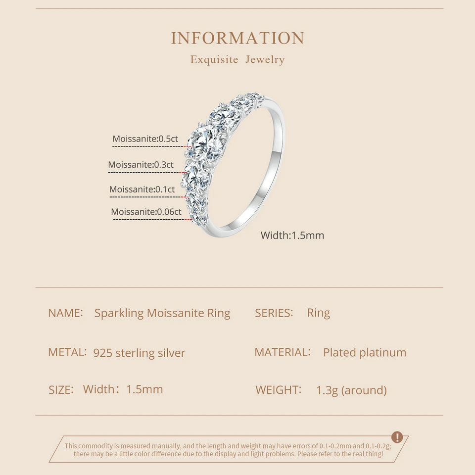 Bamoer Moissanite Ring Heart Setting D Color VVS1 EX Lab Diamond Ring 925 Sterling Silver for Women Engagement Wedding Jewelry