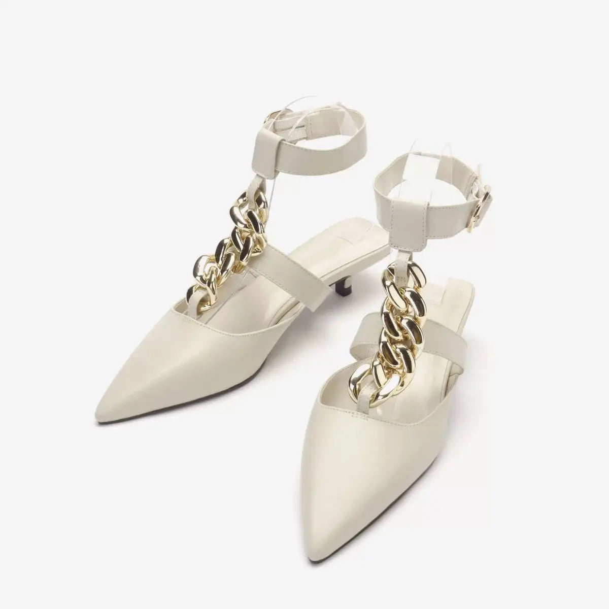 Women's Sandals Summer 2025 Design Metal Chain Adjustable Buckle Female Luxury Heeled Shoes Fashion Party Banquet Heels Ladies