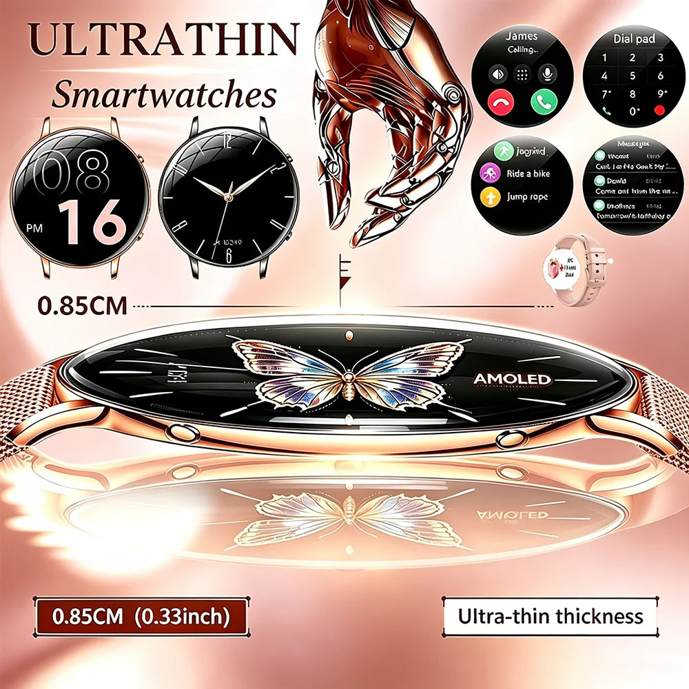 2026 durable women's new smartwatch with 1.32-inch AMOLED screen, language assistant, sports and health functions, women's watch
