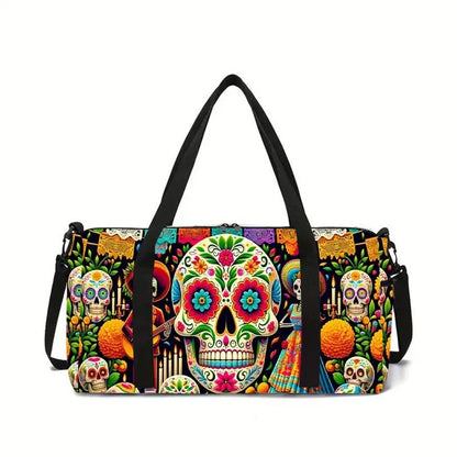 Luxury Novelty Cool skeleton 3D Printed Large Capacity Travel Bags Barrel Shape Crossbody Bag Outdoor Sports Bags Gym Yoga Bag