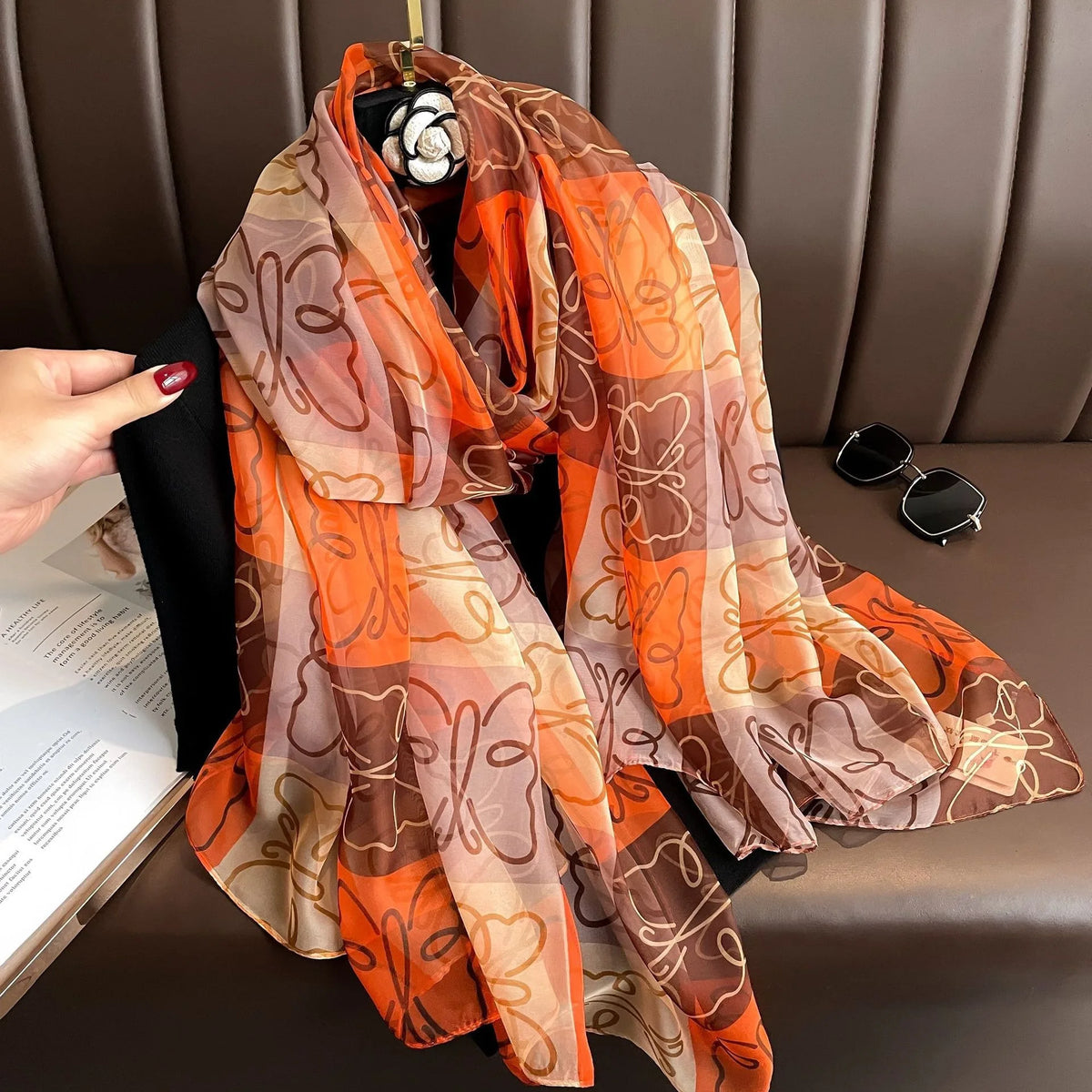 130*180cm Fashion Spring Summer Women Floral Printing Beach Silk Scarf Shawls Female Long Wraps Beach Sunscreen Hijab Lady