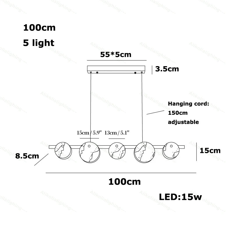 2026 Natural Marble Pieces LED Chandelier Lustre Alabaster Pendant Light Suspension Luminaire Lampen For Foyer Dinning Room
