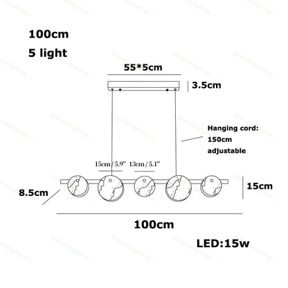 2026 Natural Marble Pieces LED Chandelier Lustre Alabaster Pendant Light Suspension Luminaire Lampen For Foyer Dinning Room
