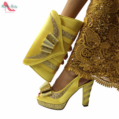 2021 Specials Design Black Color Nigerian Women Shoes and Bag Set High Quality Slingback Sandals with Appliques for Wedding