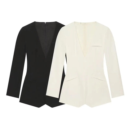 KONDALA Chic Woman Sexy Solid Bodysuit Short Sleeve Office Lady Mini Bodysuit Zipper Fashion 2026 Sheath Female V-Neck Jumpsuits