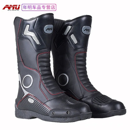 AMU Motorcycle Riding Boots Winter High Top Motorcycle Boots Waterproof, Anti Slip, Anti-Fall Racing Professional Road Boots