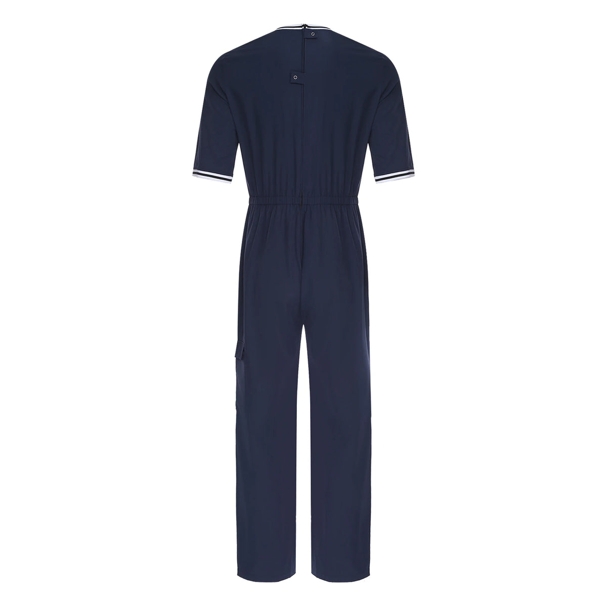 Adult Mens Alzheimer Adaptive Jumpsuit Special Needs Clothing Round Neck Half Sleeve Elastic Waist Zipper Rompers with Pocket