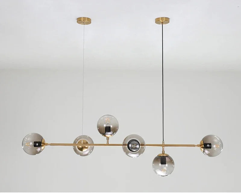 Nordic LED Pendant Lights Modern Hanglamp Glass Ball Light for Living Room Suspension Chandelier Smoke Gold Hanging Lamp Decor