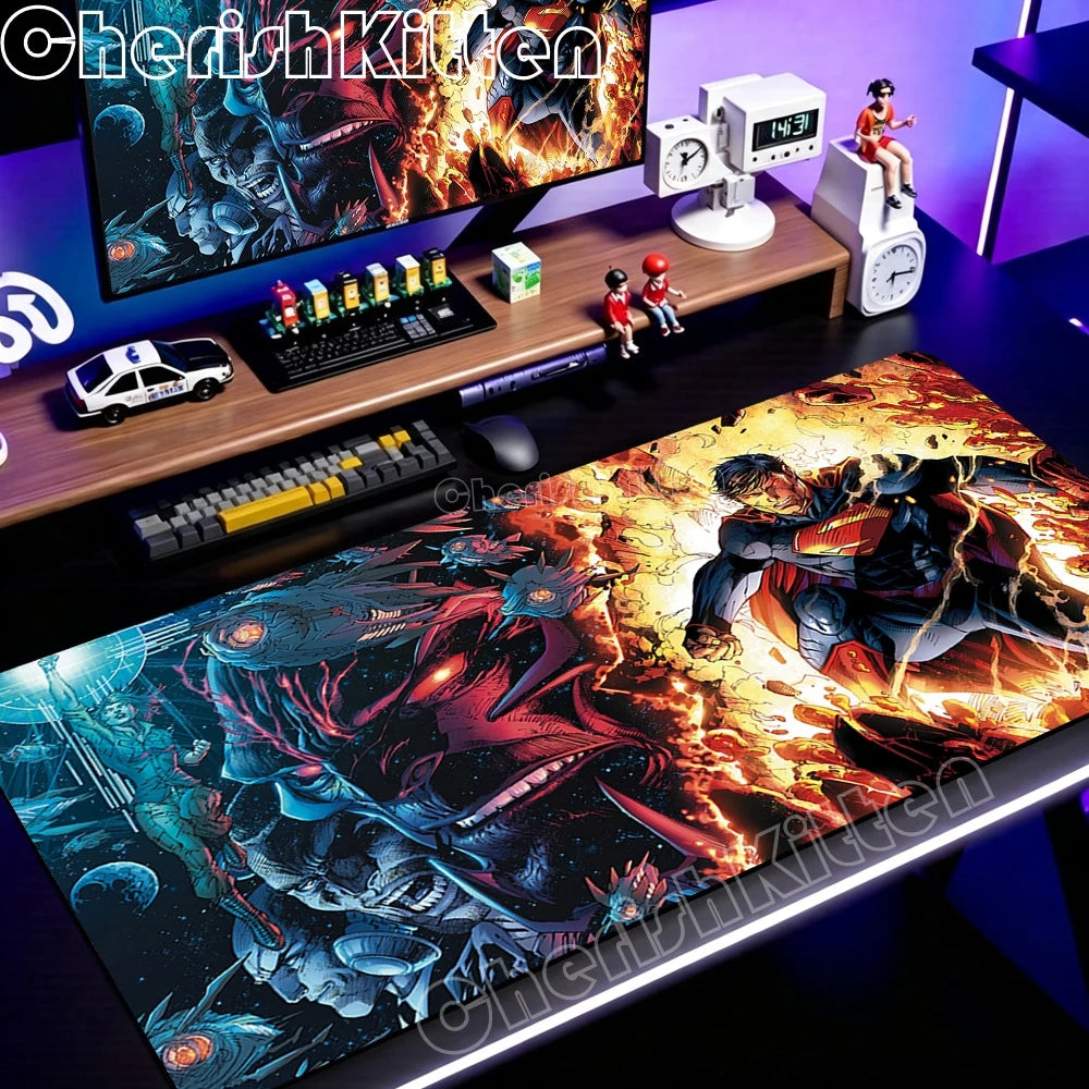 PC Office Speed Gamer Keyboard Mousepad Anime S-Superman Mouse Pad Laptop Gaming Accessories XXL Desk Mat 90x40 Non-slip Carpet
