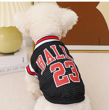 Summer Pet Vest Small Body Hugger American Bulldog Breathable Lightweight Small Dog Lettered Basketball Two-Piece Outfit