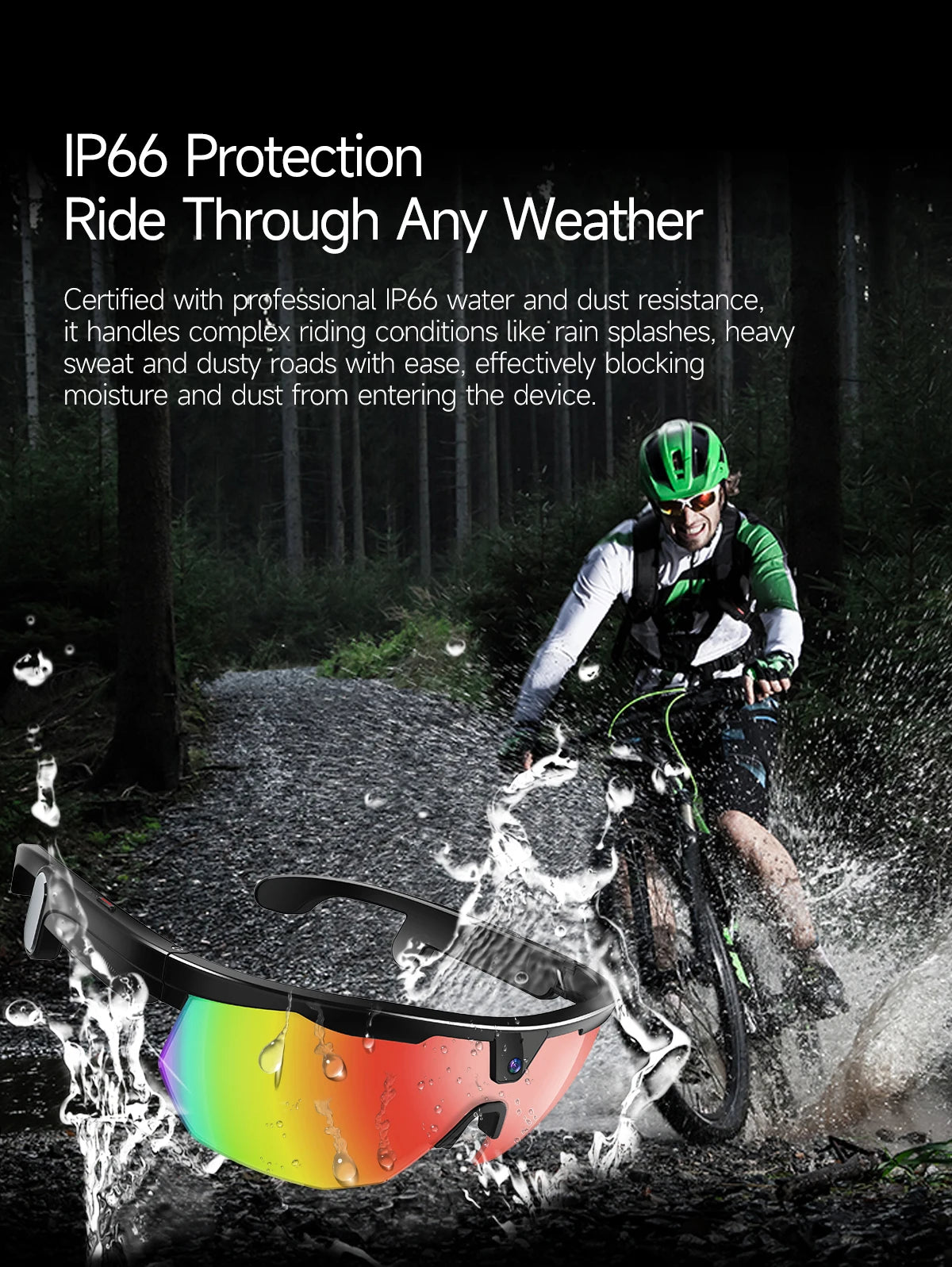 LIGE New Smart Glasses 800W Pixels Camera  1080P Video Waterproof Outdoor Cycling UV protection Bluetooth Call Smart Sunglasses