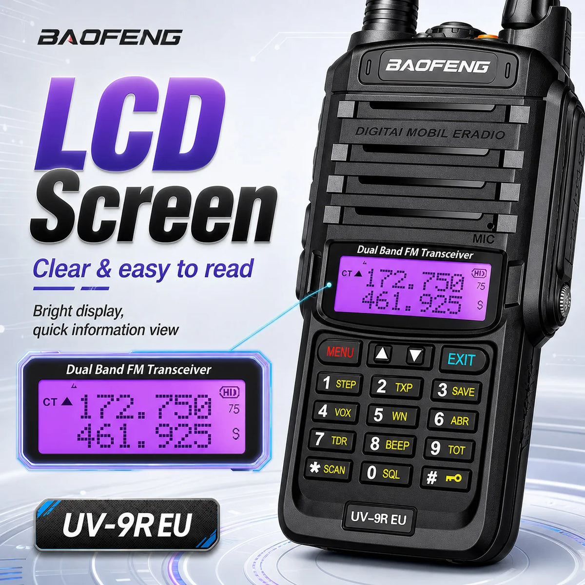 Baofeng UV-9R EU IP45 Waterproof Marine Walkie Talkie Dual Band VHF UHF Long Range Radio Fishing Boating Outdoor Adventure