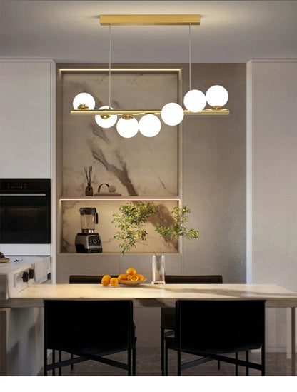 Line Glass Ball Pendant Lights Nordic LED Energy-Efficient Hanging Ceiling Lamp with Adjustable Cord for Dining Room Living Room