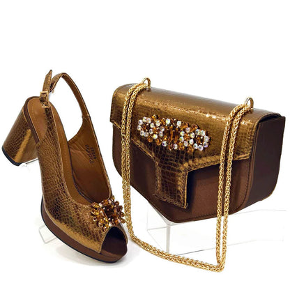 2024 Italian Design Rhinestone-encrusted Ladies Party Shoes And Special Bag High Heels And Dual Purpose Bag Women's Shoes