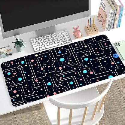 Colorful Tech Circuit Extended Gaming Mouse Pad Non Slip Desk Surface Neon Chip Mainboard Electronic Art Print For Gaming