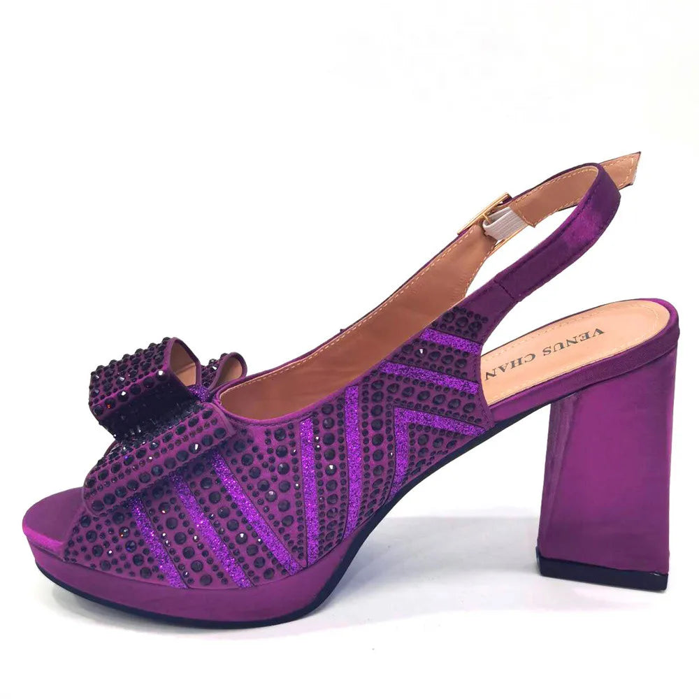 Mature Sweet 2024 Super Heels Peep Toe Ladies Slipper Shoes with Bag Set in Blue Color For Nigerian Women Wedding Party