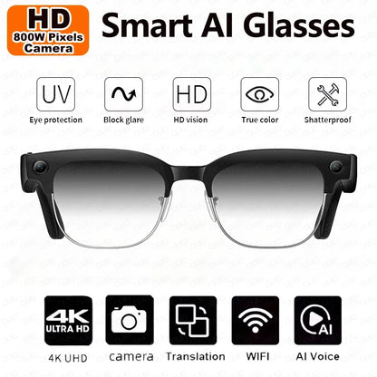 2026 New Smart AI Glasses AI Intelligent Translation 4K Ultra HD 8MP HD Camera AI Voice Wake-up Photo Recording AI Smart Glasses