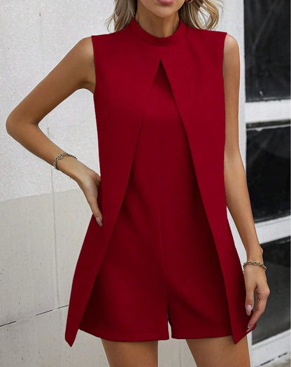 Summer Jumpsuit Women Fashion Solid O Neck Sleeveless Chic Playsuit Elegant Clothes Female Casual Jumpsuits