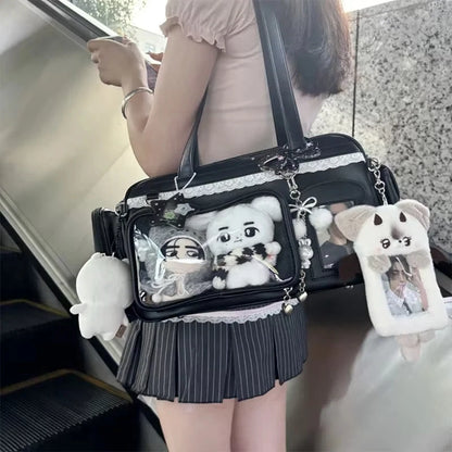 New Concert Ita Bags Y2k Cute Jk Girl Shoulder Bags Badge Display Transparent Crossbody Bag Stylish Large-capacity Commuter Bags