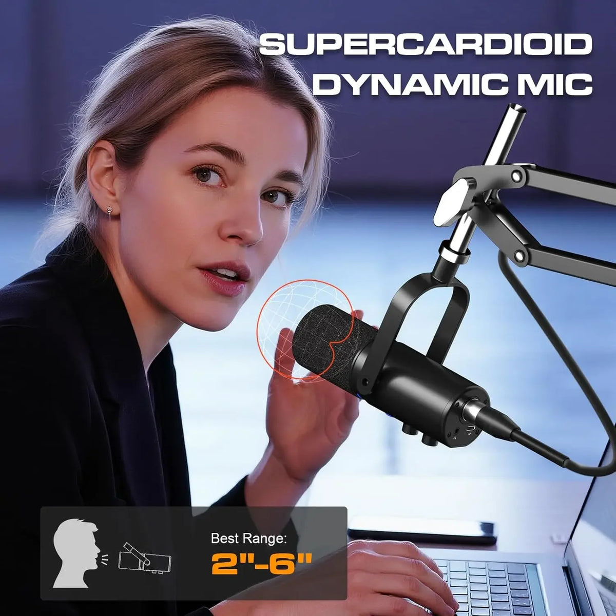 Podcast Dynamic Microphone, XLR/USB Recording PC Microphones for Broadcast, Podcast, Recording, Gaming & Streaming, Studio Mic