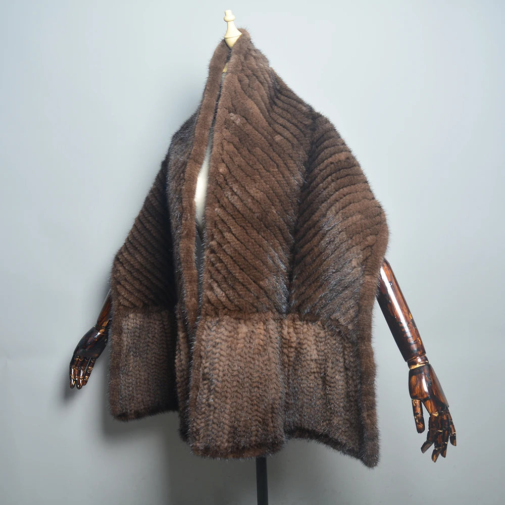 2026 Hot Sale Luxury Women's Real Mink Fur Scarf Lady Fashion Knitted Genuine Mink Fur Scarves Winter Warm Natural Fur Muffler