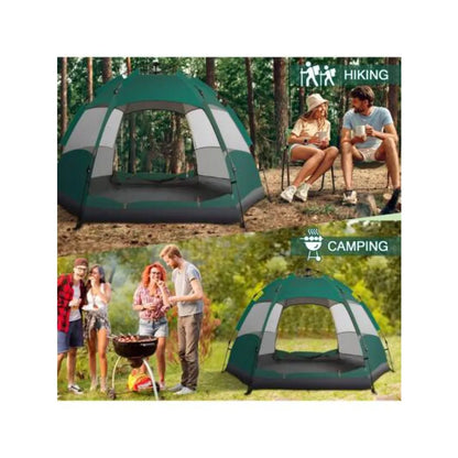 Automatic Pop Up Camping Tent for 3 4 Person Waterproof UV Protection Instant Setup Includes Hammock Picnic Mat Inflatable Pillow Breathable Portable Family Shelter for Beach Fishing Hiking Travel Outdoor