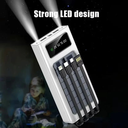 OnePlus 500000mAh Solar Power Bank Ultra Capacity USB 4 in1 Super Fast Charging USB TypeC LED Light Outdoor For iPhone Samsung