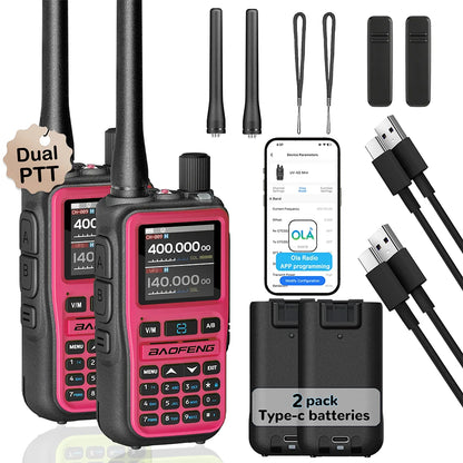 2 Pack BAOFENG UV-5R Mini Dual Band Two-Way Radio (5W/999CH) - Bluetooth APP Programming, NOAA Alert, Type-C Fast Charging