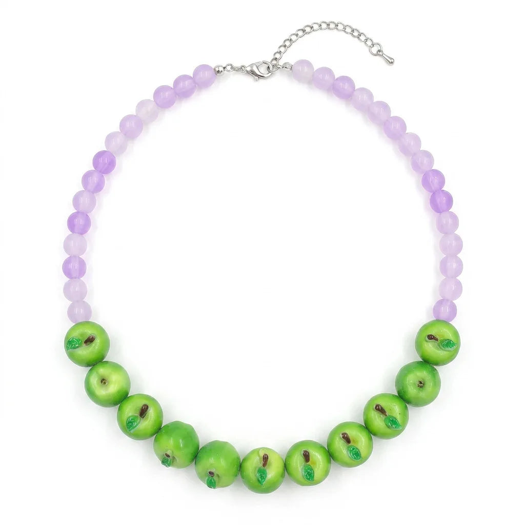 Dopamine 3D Fruit Beaded Necklace Bohemian Retro Pomegranate Strawberry Tomato Choker Exaggerated Bracelet Bikini Jewelry Gift
