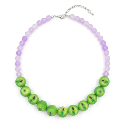 Dopamine 3D Fruit Beaded Necklace Bohemian Retro Pomegranate Strawberry Tomato Choker Exaggerated Bracelet Bikini Jewelry Gift