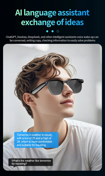 Smart Glasses CY01 8MP Camera 32GB Memory Bluetooth Calls ChatGPT DeepSeek Apps Voice Wake Music Player