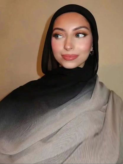 New Gradient Color Hijab Two Color Scarf Tie-Dye Cotton Shawls Muslim Women Wraps Headband Islamic Turban Foulard