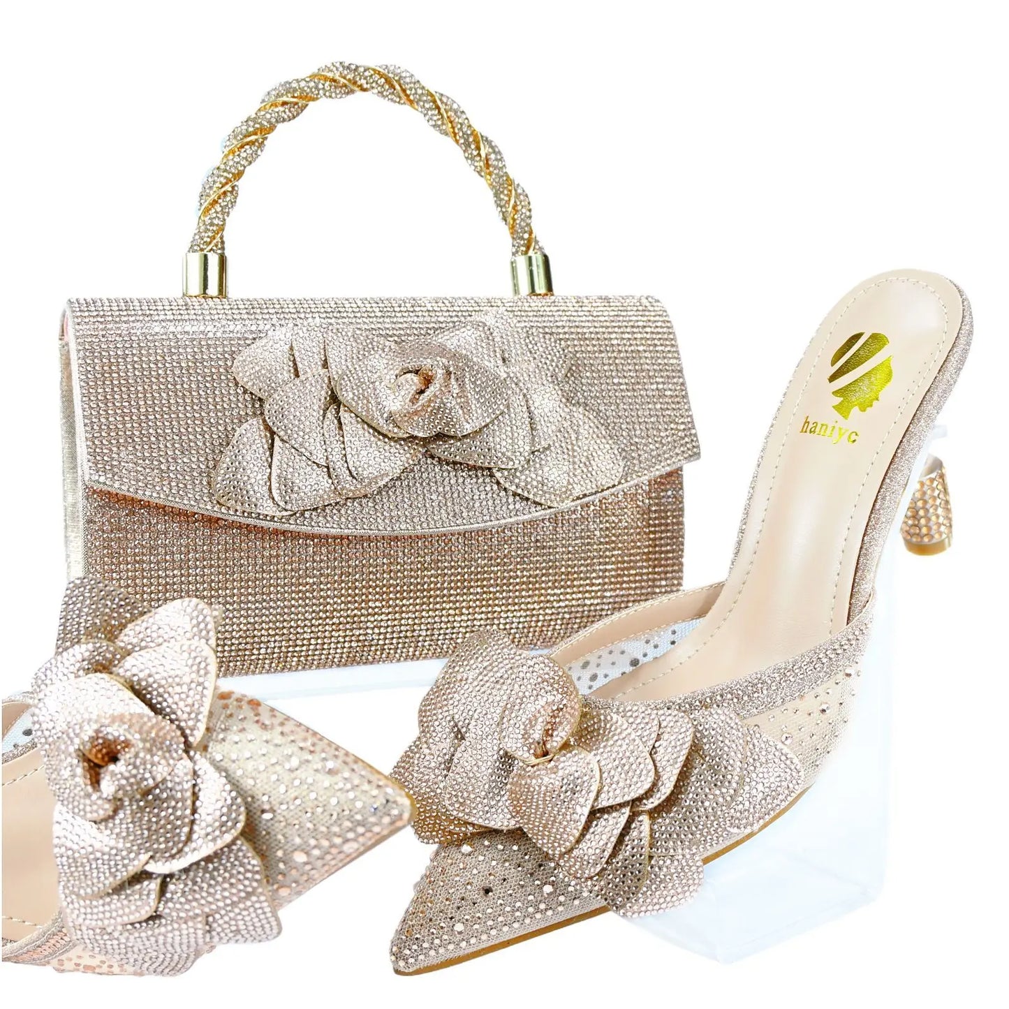 Doershow  Lastest Italian Design Fashion Style Ladies Shoes with Matching Bag Set 2025 Nigerian Shoes and Bag Set  HA1-1