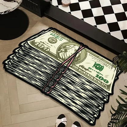 VIKAMA Fashion Print Dollar Mat Insulating, Warm, Non-Slip Entrance Hallway Doormat Bathroom Toilet Rug Home Decor