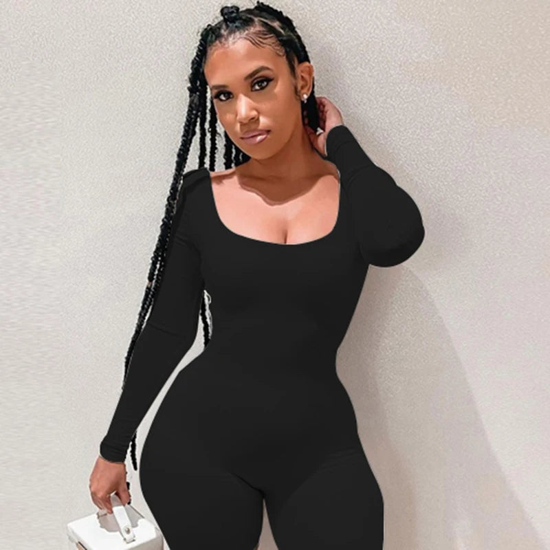 2000s Sexy Vintage Elegant style Women High Street Autumn emo Long Sleeve Bodycon Streetwear Jumpsuit Overall One Piece Outfits
