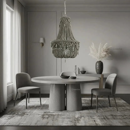 Black French Country Chandelier Large Hanging Lights Dia60 H65cm Living Room Boho Wood Bead Chandelier For Bedroom Dining Room