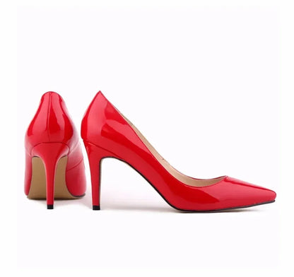 Large Size Women Pumps Classic Pointed Toe High Heels Sexy 9cm Stilettos Female Elegant Comfort Ladies Red Wedding Party Shoes