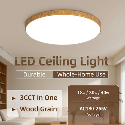 Wood Grain Ceiling Lamp Led Indoor Bathroom Lamps 220V Panel Led Kitchen Lighting for Living Room Waterproof IP44 Ceiling Lights