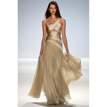Gorgeous Strapless Sleeveless Elegant Women Prom Gown Floor Length A Line Tullle Backless Evening Dress