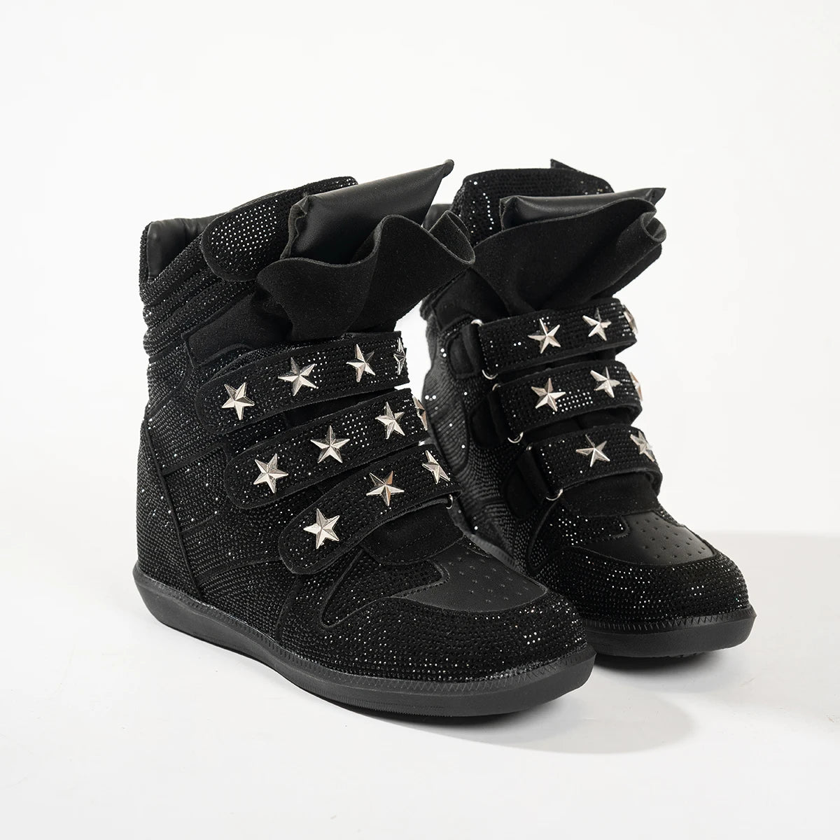 Casual Designer Sneakers Women Luxury Ankle Boots Fashion High Quality Cow Suede Flat Platform Height Increase High-top Shoes