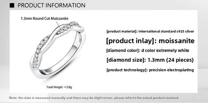 Carnica Luxury 925 Sterling Silver 1CT Real Moissanite Ring for Women Sugar Cube Pull-twist Arm GRA Diamond Wedding Jewelry Gift