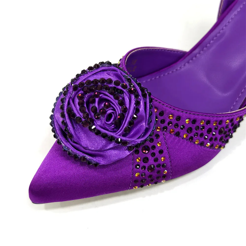 Doershow Beautiful High Quality African Style Ladies Shoes And Bags Set Latest Silver Italian Shoes And Bag Set For Party