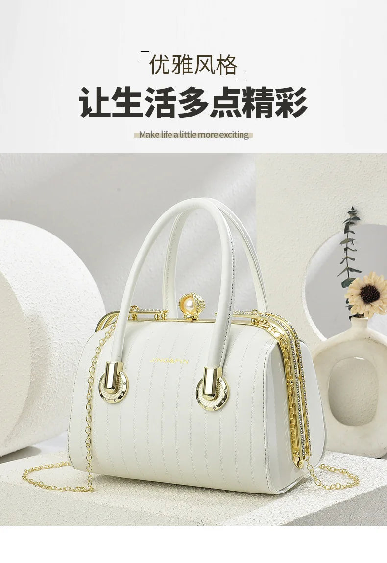 Fashionable Versatile High-End Texture Chain Handbag Shoulder Crossbody Bag for Women Summer New Arrival Boston Pillow Bag