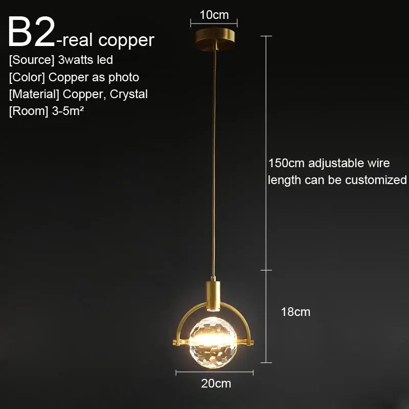 Crystal Led Pendant Lights Kitchen Fixture Suspension Bedside Hanging Lamp Nordic Loft Living Room Dining Room Indoor Home Decor