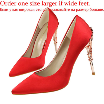Women Luxury Metallic Decoration Heel Wedding Shoes Lady Trendy 10cm High Heels Pointed Toe Shoes Female Premium Gray Shoes