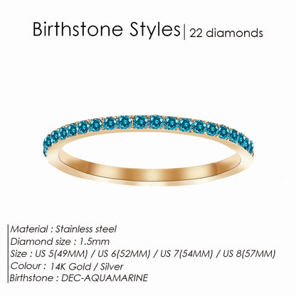 EMANCO Rhinestone Birthstone Stainless Steel Ring Luxury Jewelry Gift 12 Zodiac Sparkling Rings for Women Wholesale US5/6/7/8