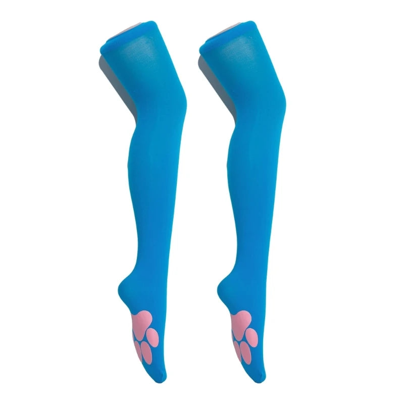Cat Paw Thigh High Stocking Cosplay Paw Pad Socks Kitten Paw Over Knee Stockings